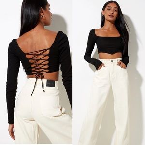 NWT Motel Rocks Gadze Crop Top in Black